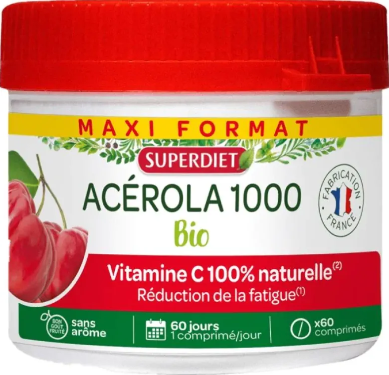 Acerola 1000 bio Super Diet - pot de 60 comprimés sécables