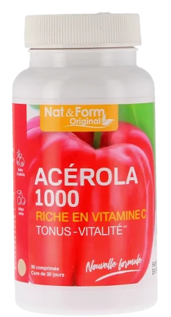 Acérola 1000 Nat&Form - pot de 30 comprimés
