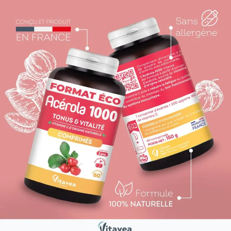 Acérola 1000 Nutrisanté - 60 comprimés à croquer