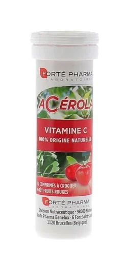 Acérola vitamine C Forté pharma - 12 comprimés à croquer