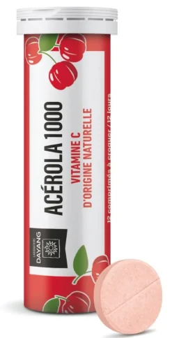 Acérola 1000 Vitamine C goût fruits rouges Dayang - tube de 12 comprimés à croquer