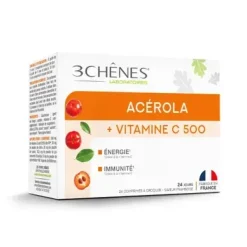 Acérola VitC 500 mg Les 3 Chênes - boîte de 24 comprimés à croquer