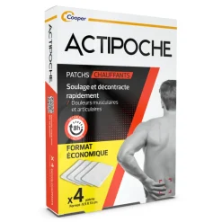 Actipoche Patchs chauffants douleurs musculaires et articulaires Cooper - boite de 4 patchs 9,5x13cm