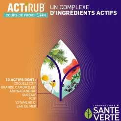 Actirub coups de froid 24h Santé verte - boite de 15 comprimés sécables