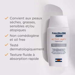 Active Unify dépigmentant SPF50+ Foto Ultra 100 Isdin - flacon de 50ml