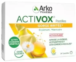 Activox gorge irritée arôme miel citron Arkopharma - boite de 24 pastilles