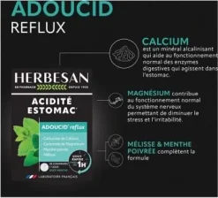 Adoucid reflux acidité estomac goût menthe Herbesan - boite de 30 comprimés à croquer