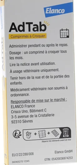 AdTab 450 mg chien 11-22 kg Elanco – 3 comprimés à croquer