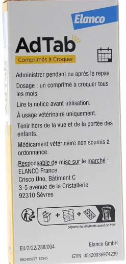 AdTab 112 mg chien 2,5-5,5 kg Elanco – 3 comprimés à croquer