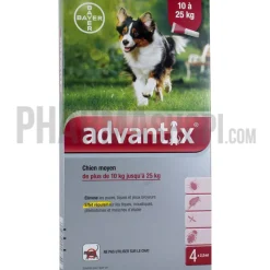 Advantix chien moyen de 10 à 25 kg Bayer - boite de 4 pipettes