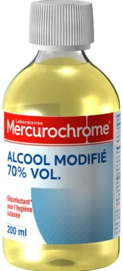 Alcool modifié 70% vol Mercurochrome - flacon de 200 ml