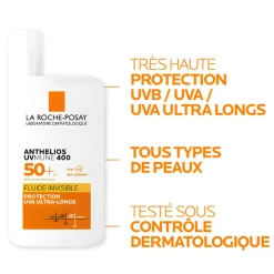 Anthelios UVMune 400 Fluide solaire invisible SPF 50+ La Roche-Posay - flacon de 50ml