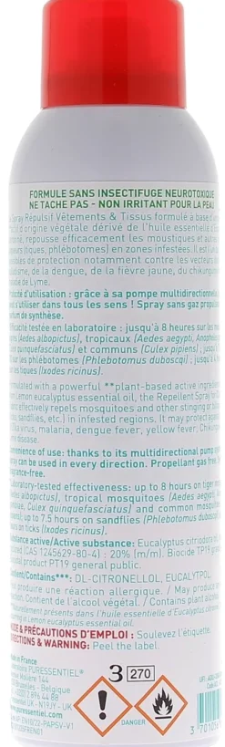Anti-pique spray répulsif vêtements & tissus Puressentiel - spray de 150 ml