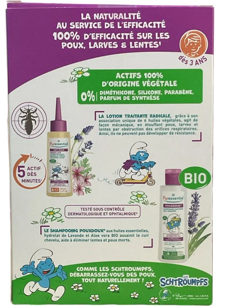 Anti-poux traitement complet les schtroumpfs édition limitée Puressentiel - coffret de 2 produits