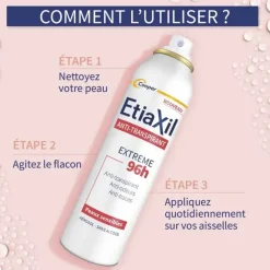 Anti-transpirant extrême 96h Etiaxil - lot de 2 sprays de 150ml