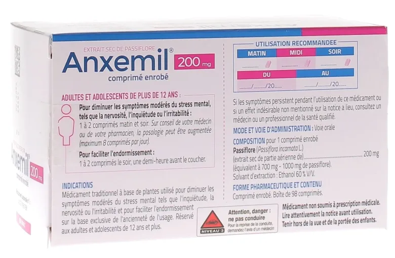 Anxemil 200 mg stress mental Tilman – 98 comprimés enrobés