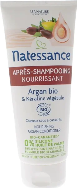 Après-shampooing Argan & kératine végétale Natessance - tube de 200 ml