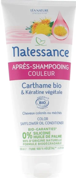 Après-shampooing Couleur bio carthame et kératine Natessance - tube de 200 ml
