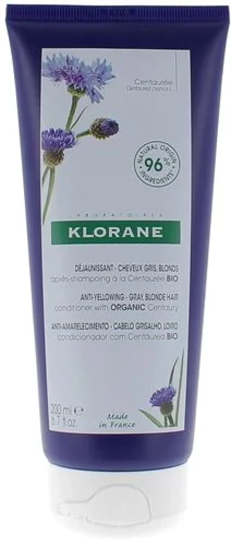 Après-shampooing déjaunissant Centaurée bio Klorane - tube de 200 ml