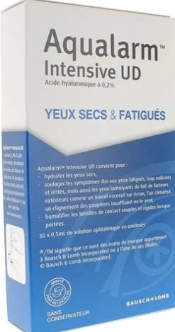 Aqualarm intense UD Bausch+Lomb - 30 unidoses de 0,5 ml de solution ophtalmique