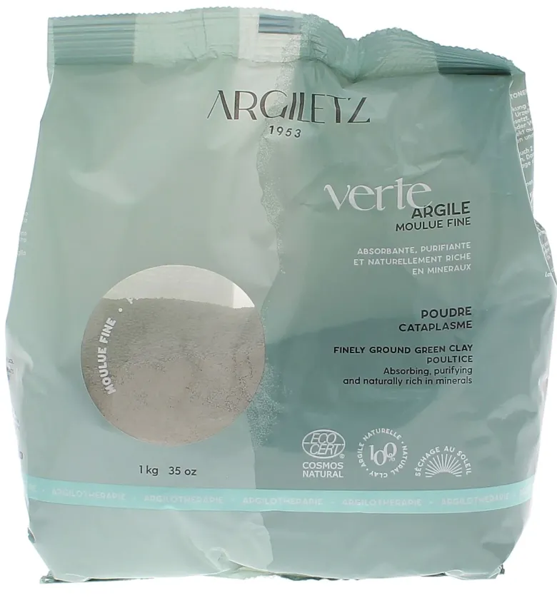 Argile verte moulue fine Argiletz - sachet de 1 kg