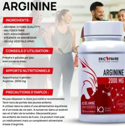 Arginine Kyowa 2000mg Eric Favre - pot de 120 gélules