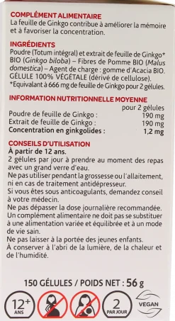 Arkogélules Ginkgo bio Arkopharma