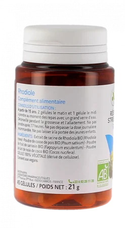 Arkogélules Rhodiole stress passager bio Arkopharma - boîte de 45 gélules