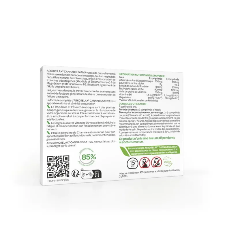 Arkorelax Cannabis sativa Arkopharma - boîte de 30 comprimés