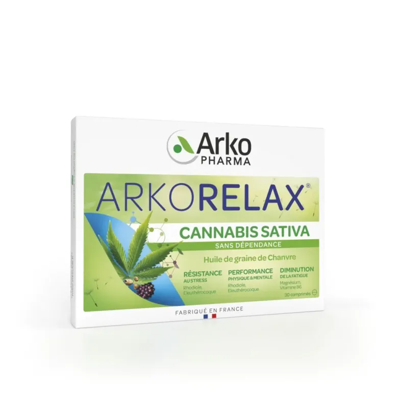 Arkorelax Cannabis sativa Arkopharma - boîte de 30 comprimés