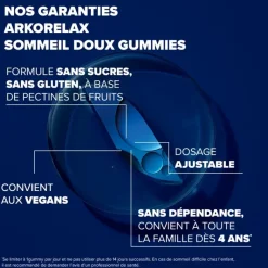 Arkorelax Sommeil doux Gummies sans sucre Arkopharma - pot de 30 gommes