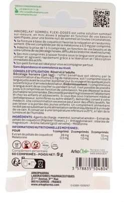 Arkorelax Sommeil flexi-doses Arkopharma - boîte de 60 mini-comprimés sublingaux