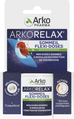 Arkorelax Sommeil flexi-doses Arkopharma - boîte de 60 mini-comprimés sublingaux