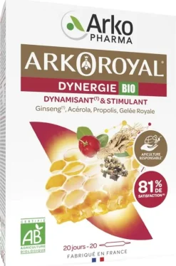 Arkoroyal Dynergie bio dynamisant & stimulant Arkopharma - boite de 20 ampoules