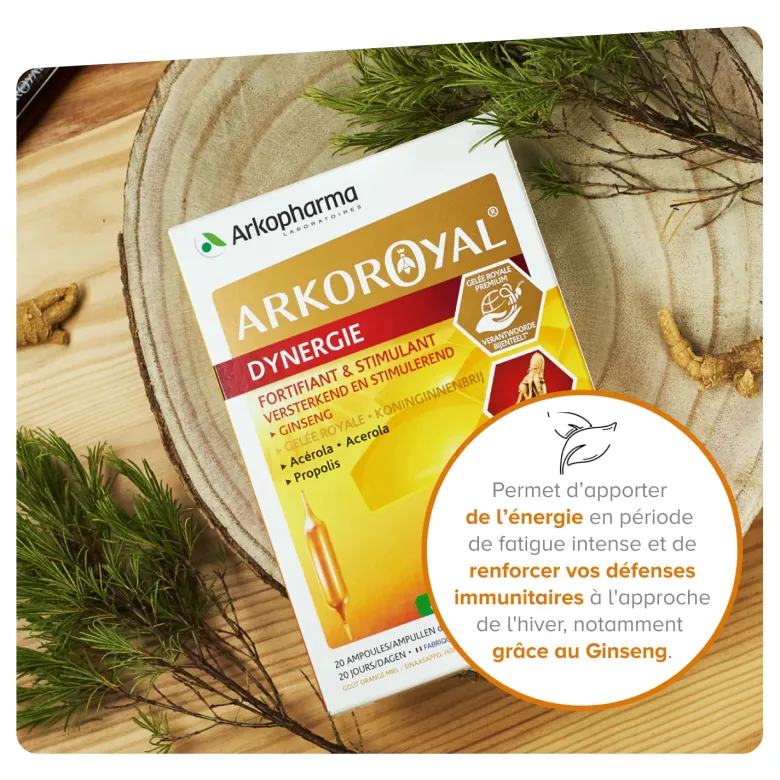 Arkoroyal Dynergie bio dynamisant & stimulant Arkopharma - boite de 20 ampoules