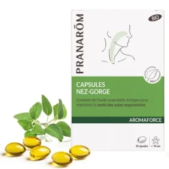 Aromaforce Capsules Nez-Gorge Bio Pranarôm - boîte de 30 capsules