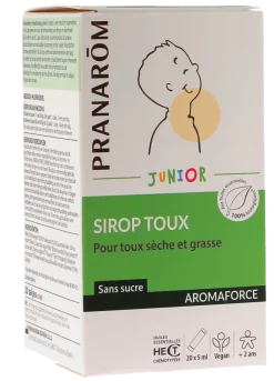 Aromaforce Sirop toux sèche et grasse Junior bio Pranarom - boîte de 20 sachets de 5ml