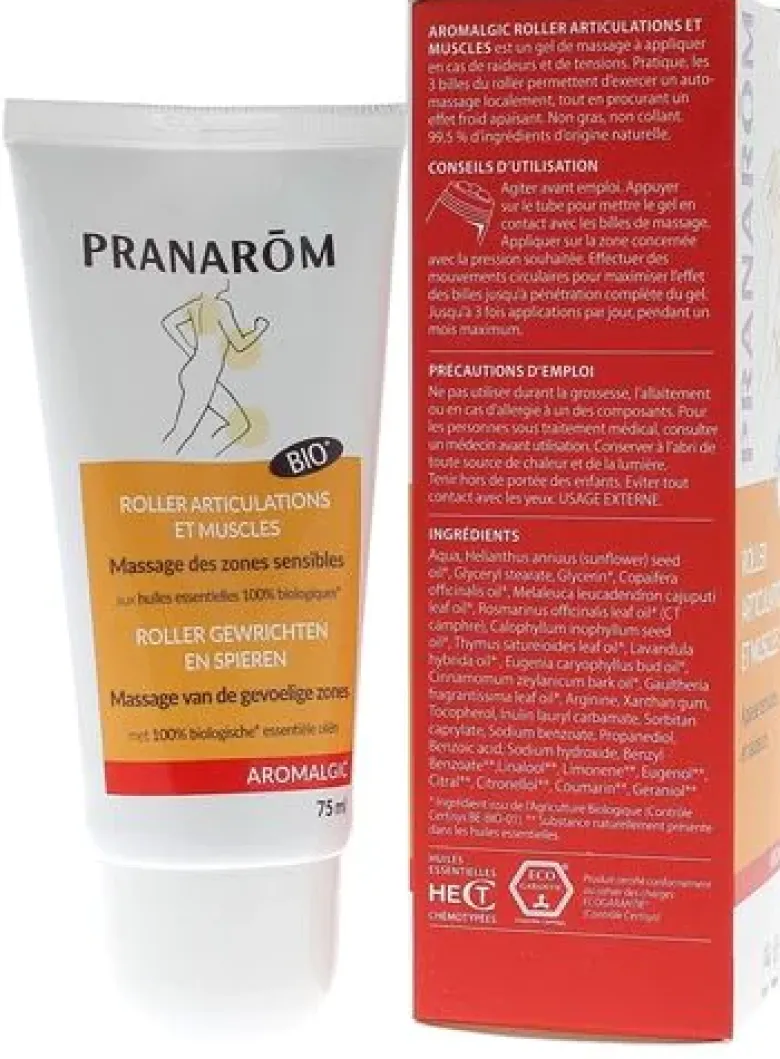 Aromalgic Roller articulations et muscles bio Pranarôm - tube de 75 ml