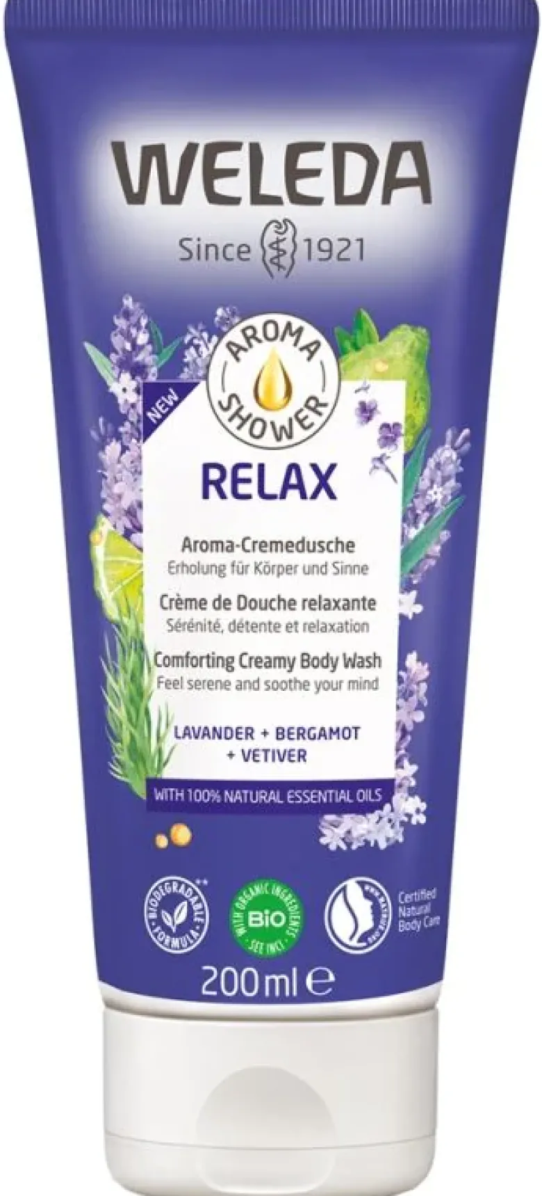 Aroma Shower Relax Crème de douche relaxante bio Weleda - tube de 200 ml