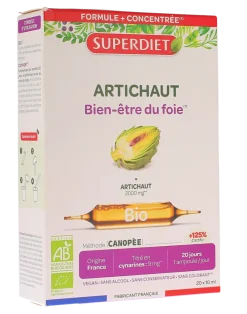 Artichaut Bio bien-être du foie Super Diet - boite de 20 ampoules de 10ml