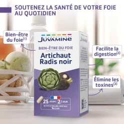 Artichaut Radis Noir Bien-être du foie Juvamine - boîte de 50 gélules