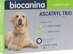 Ascatryl Trio Vermifuge "Grand Chien" (+ de 17,5 kg) Biocanina- boîte de 2 comprimés