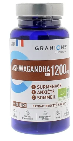 Ashwagandha 1200 mg bio Granions - pot de 60 comprimés