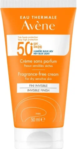 Avène crème solaire SPF 50+ sans parfum – tube 50 ml