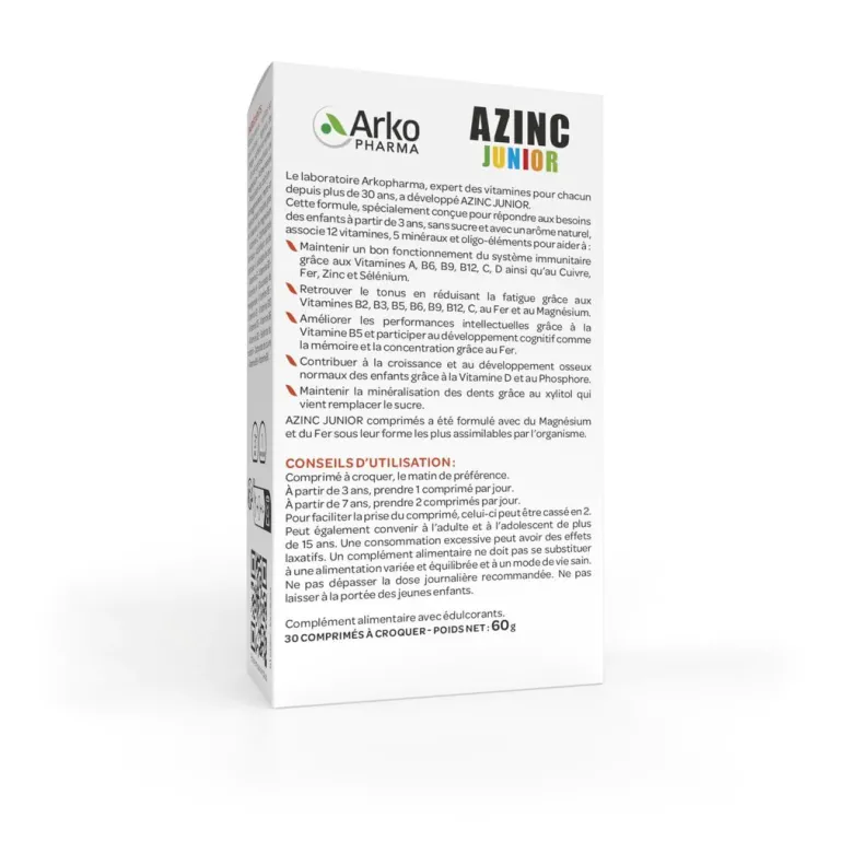Azinc Forme et Vitalité Junior goût cola Arkopharma – 30 comprimés