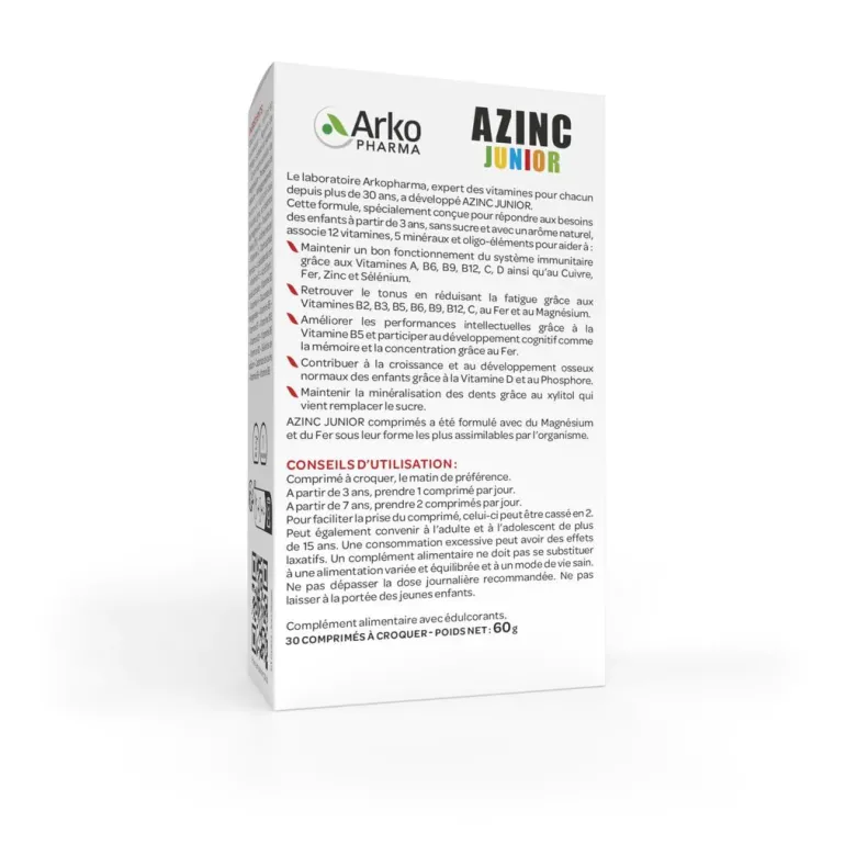 Azinc junior goût fraise Arkopharma - boîte de 30 comprimés