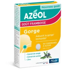 Azéol Gorge goût framboise Pileje - boîte de 30 comprimés à sucer