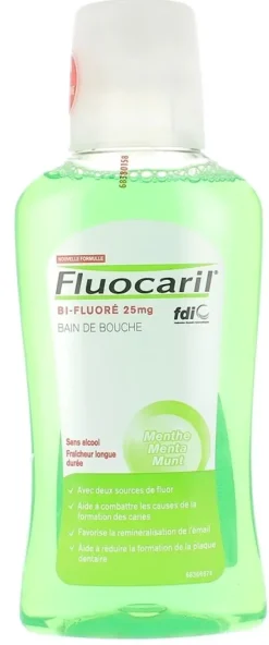 Bain de bouche bi-fluoré Fluocaril menthe – 300 ml
