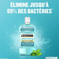 Bain de bouche Fraîcheur sans alcool goût plus léger Listerine - flacon de 500ml