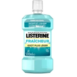 Bain de bouche Fraîcheur sans alcool goût plus léger Listerine - flacon de 500ml